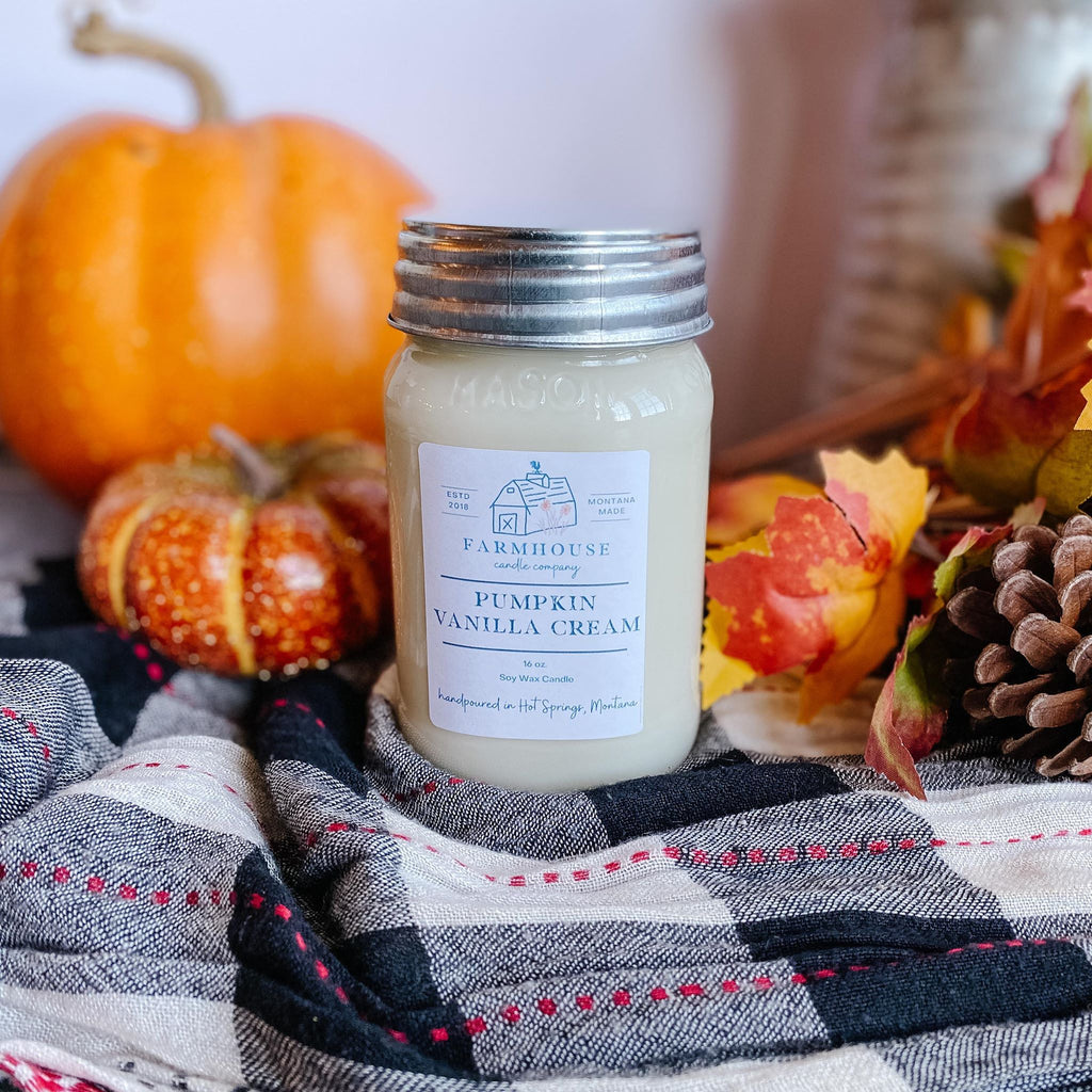 Pumpkin Vanilla 16 oz Mason Jar candle