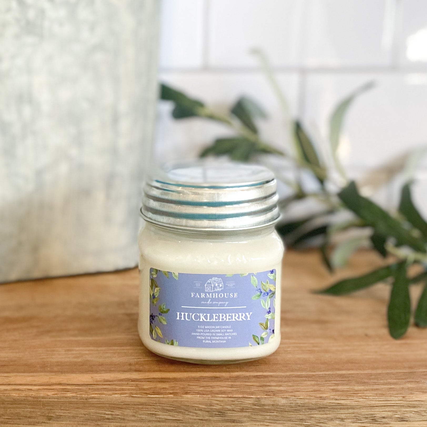 Huckleberry 8 oz Mason Jar candle