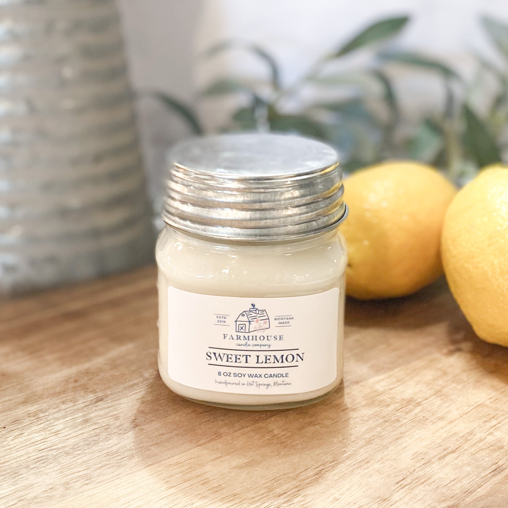 Sweet Lemon 8 oz Mason Jar candle