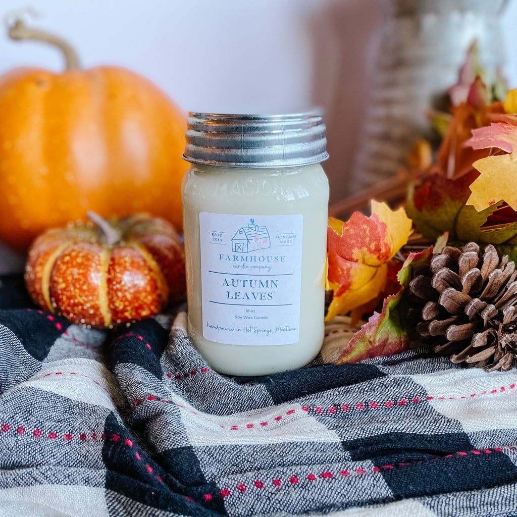 Autumn Leaves 16 oz Mason Jar candle