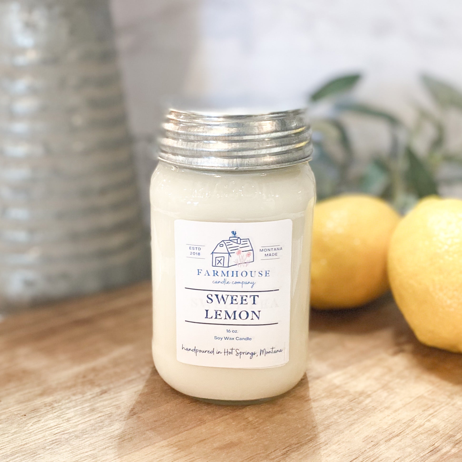 Sweet Lemon 16 oz Mason Jar candle