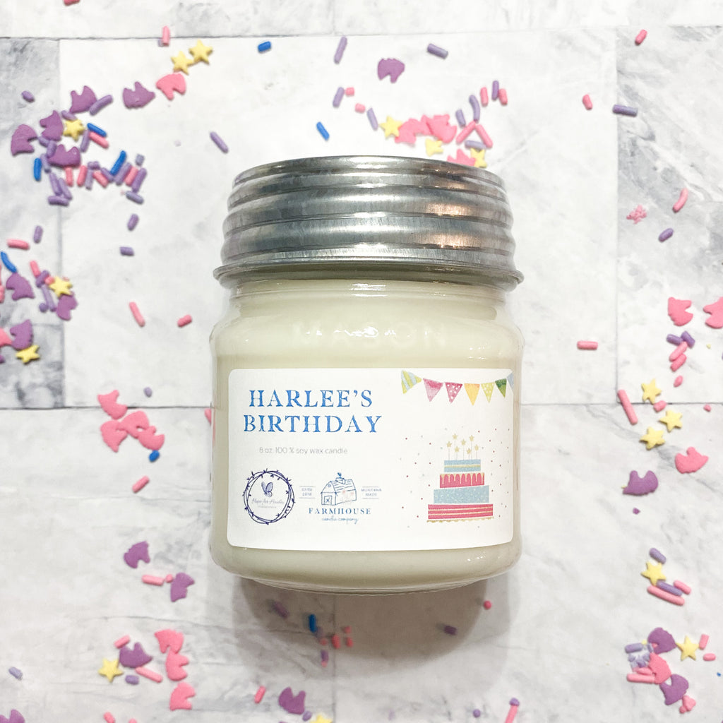 HARLEE’s BIRTHDAY 8 oz Mason Jar candle