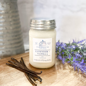Lavender + Vanilla 16 oz Mason Jar candle