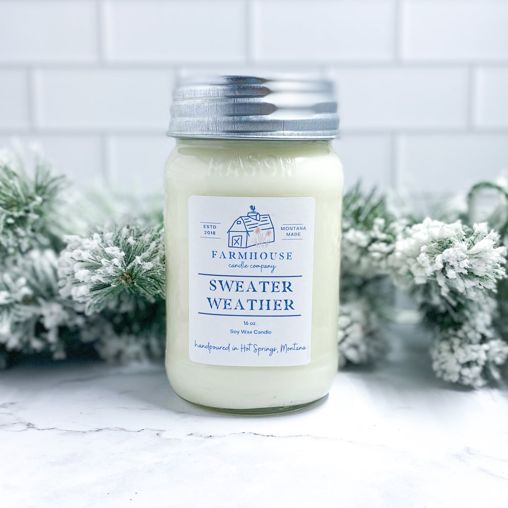 Sweater Weather 16 oz Mason Jar candle