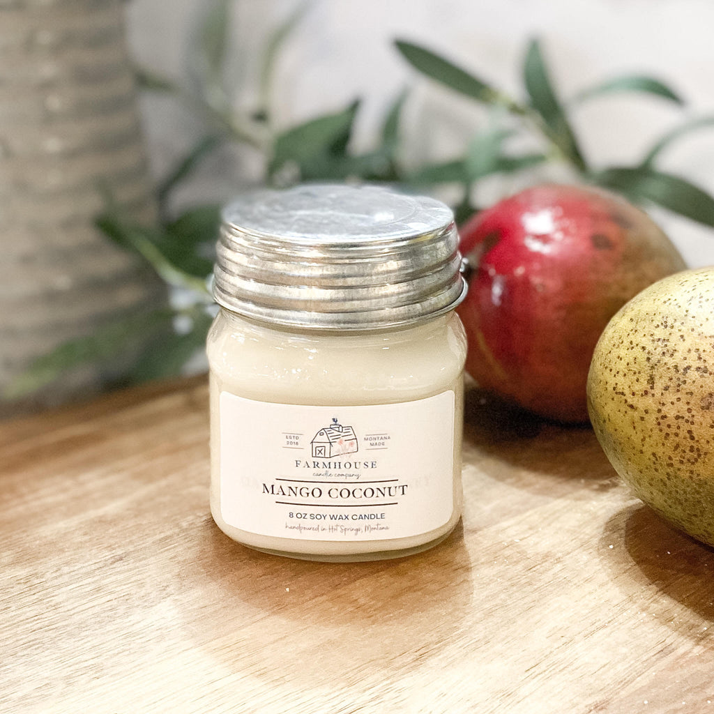 Mango Coconut 8 oz Mason Jar candle