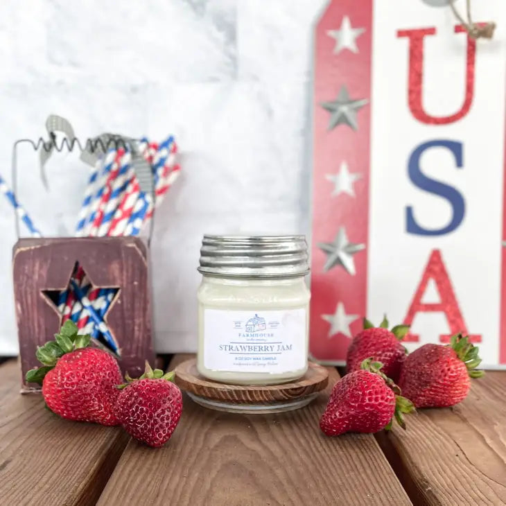 Strawberry Jam 8 oz Mason Jar candle