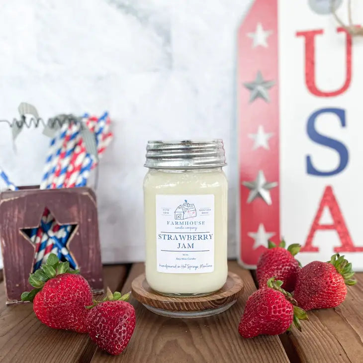 Strawberry Jam 16 oz Mason Jar candle